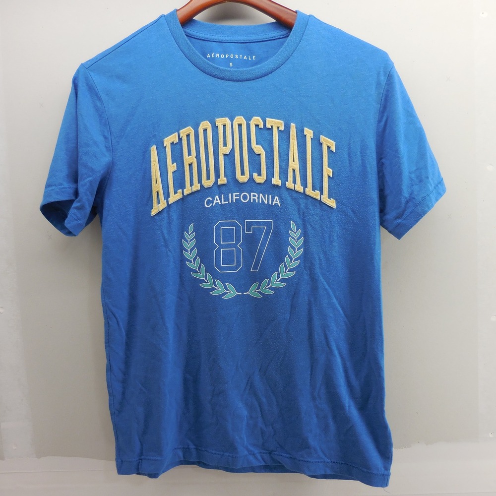 Aeropostale California 87 Graphic T-Shirt Mens Small Blue Short Sleeve Crew Neck